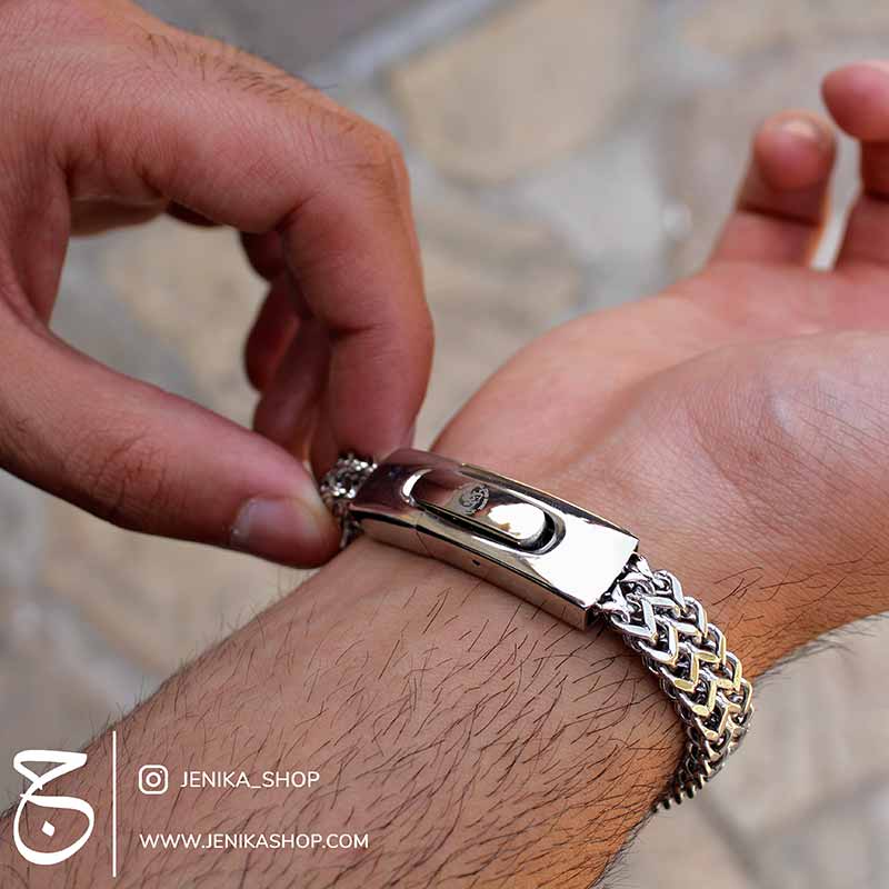 دستبند استیل مردانه دیزل نقره ای