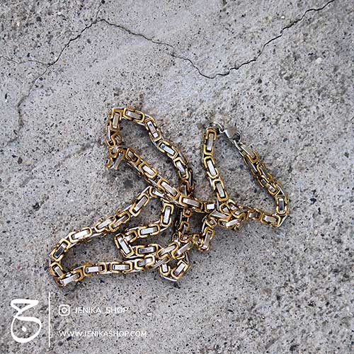 گردنبند زنجیر استیل نقره ای و طلایی GM05