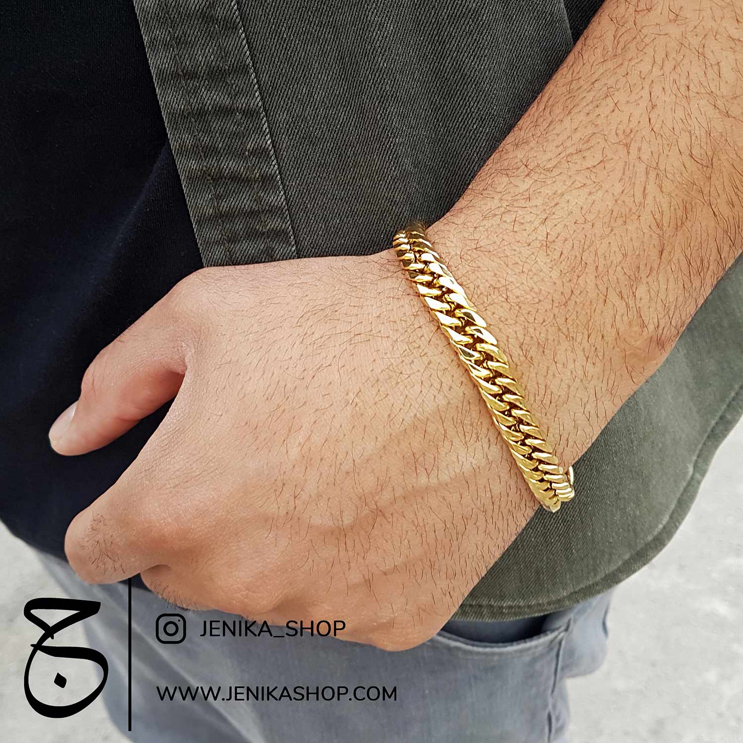 دستبند مردانه کارتیر 10 میلیمتر طلایی