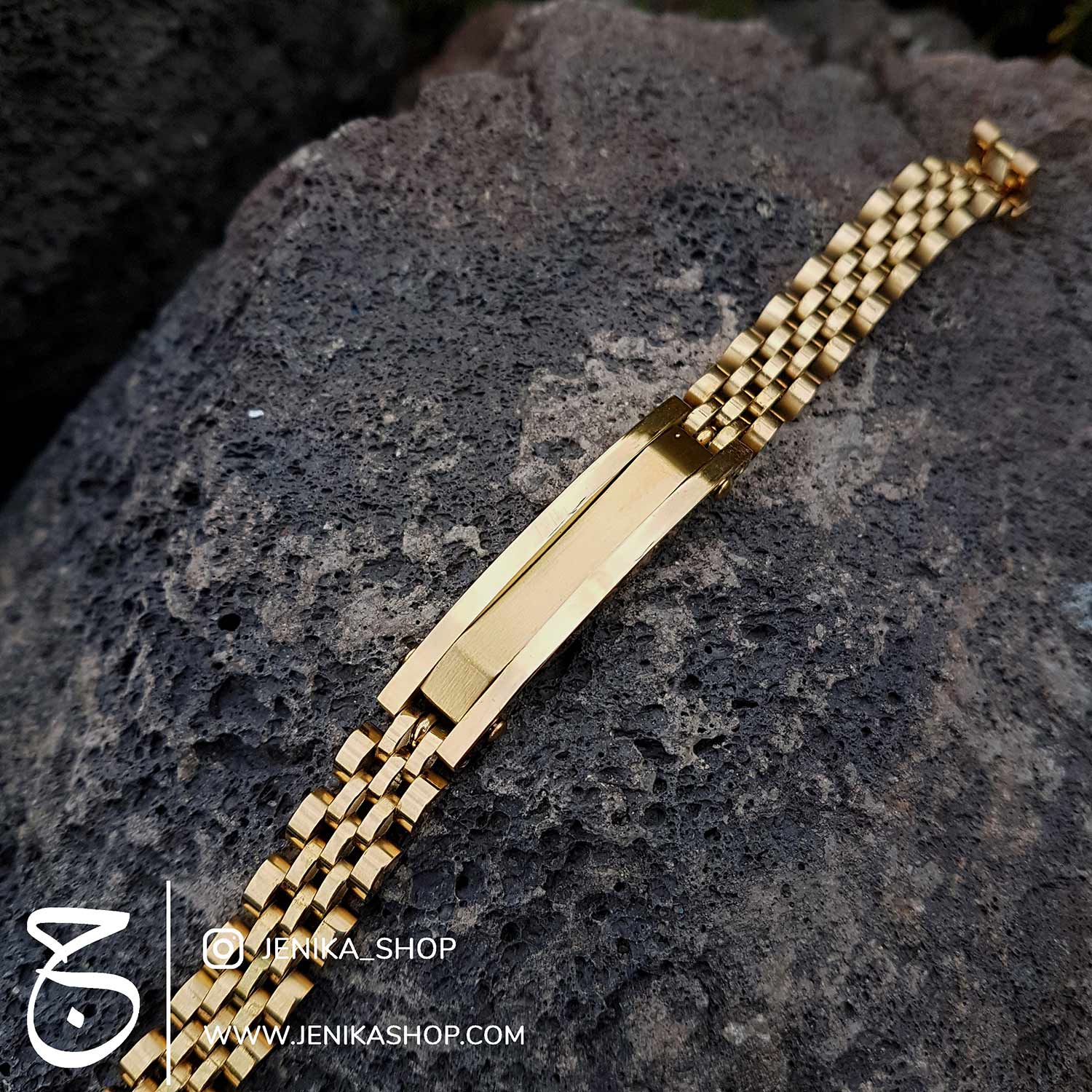 دستبند مردانه استیل رولکس طلایی