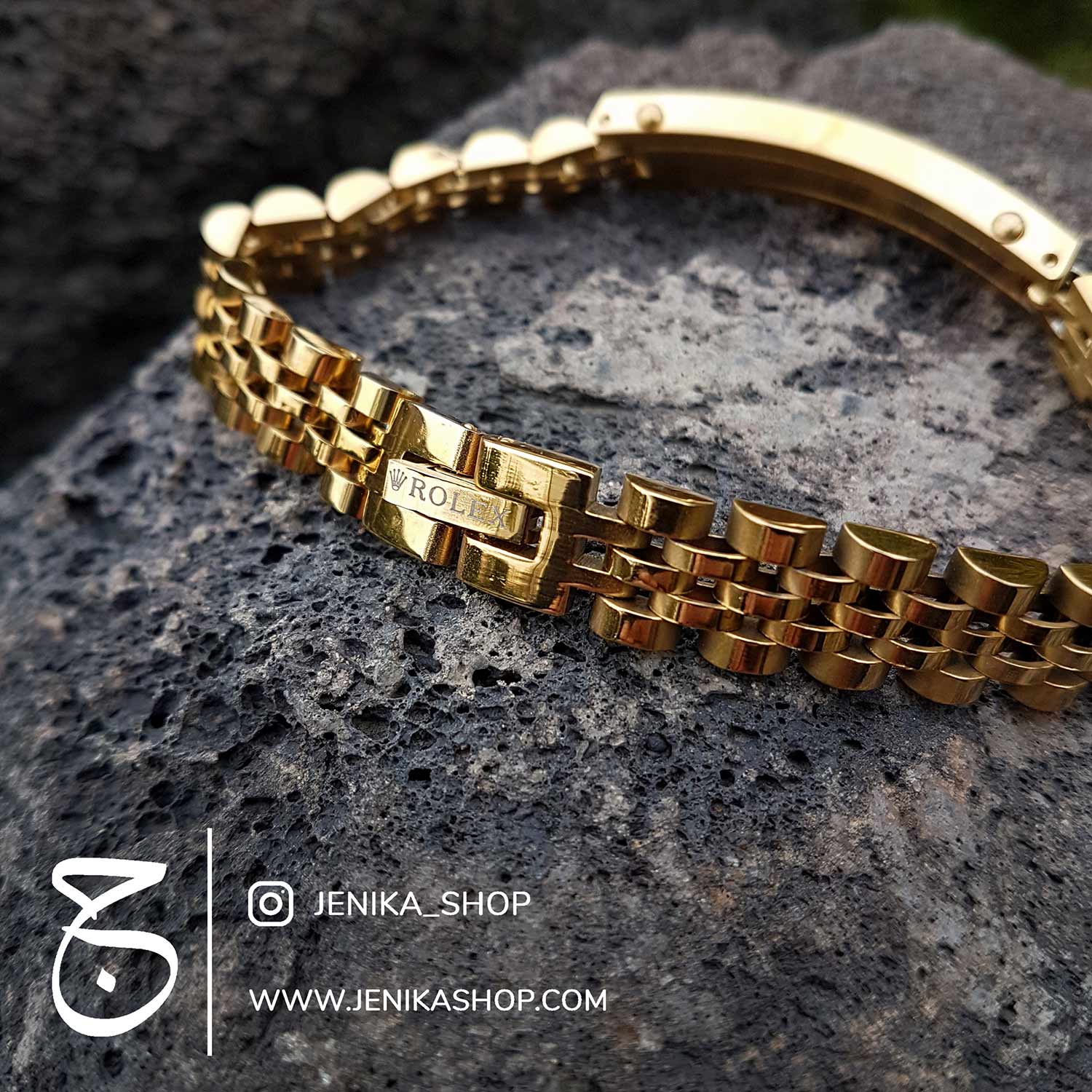 دستبند مردانه استیل رولکس طلایی