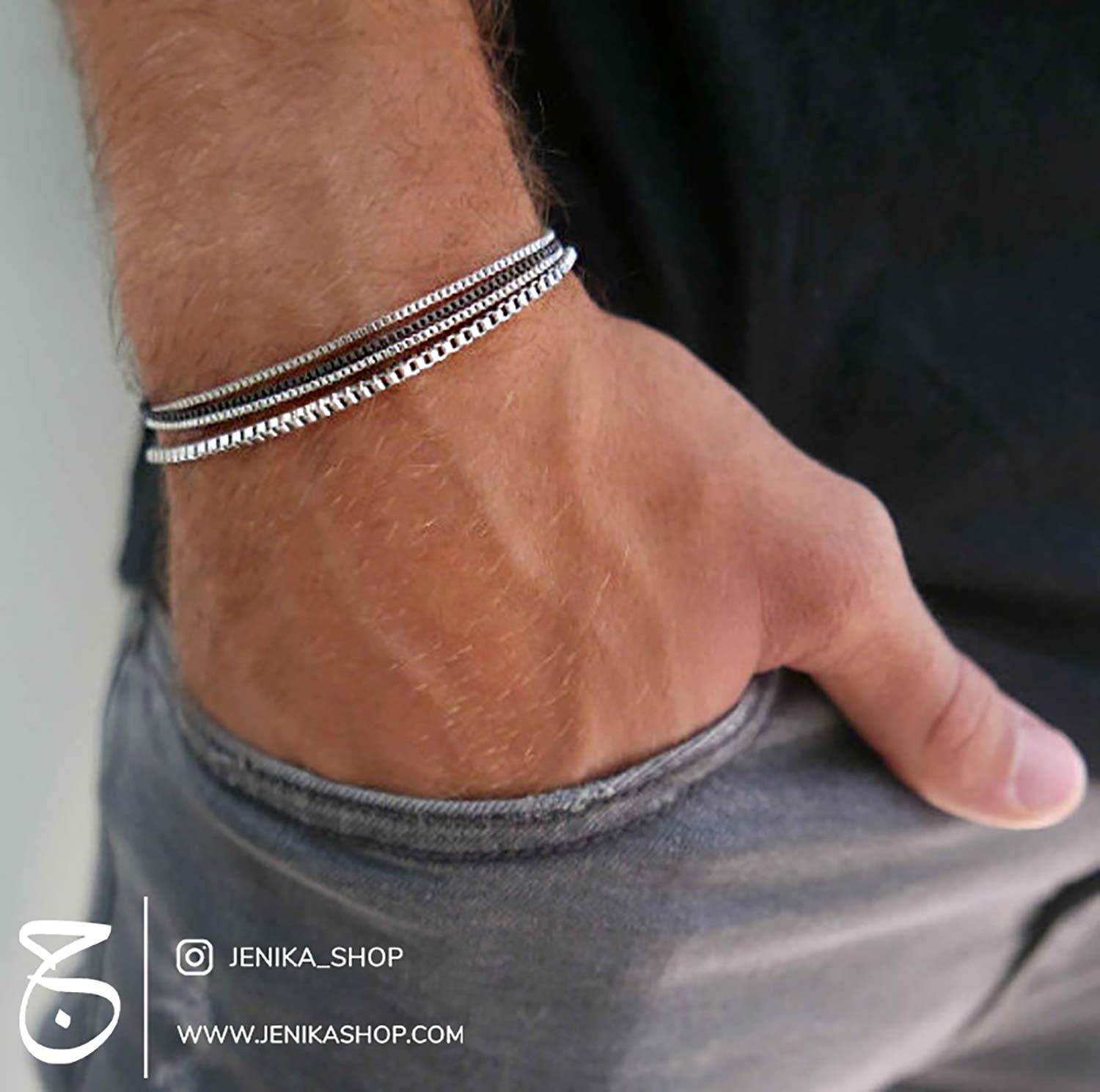 دستبند استیل زنجیری مردانه