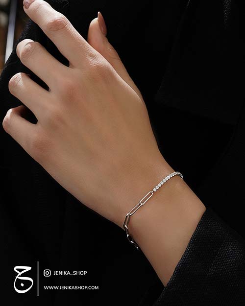 دستبند زنانه نقره تنیسی 
