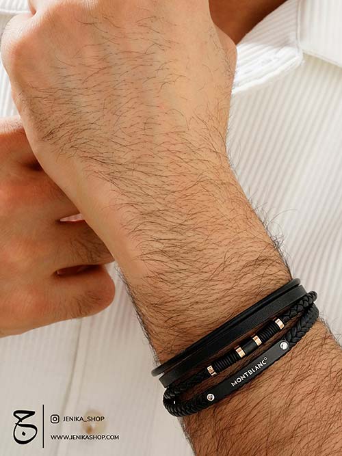 دستبند چرم مردانه مون بلان