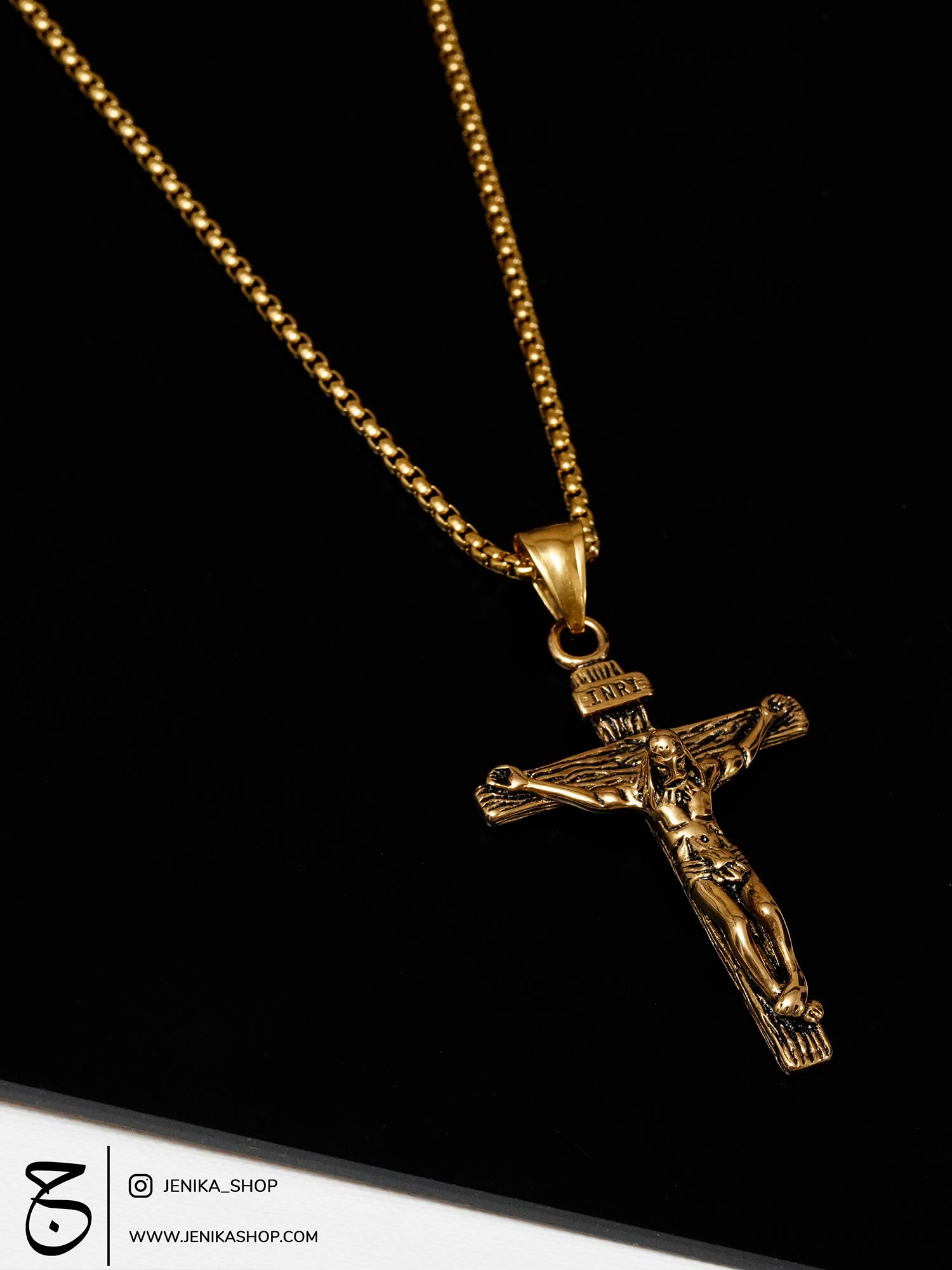 گردنبند استیل صلیب طلایی