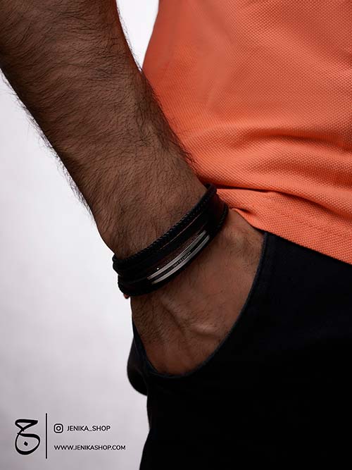 دستبند چرم مردانه مون بلان