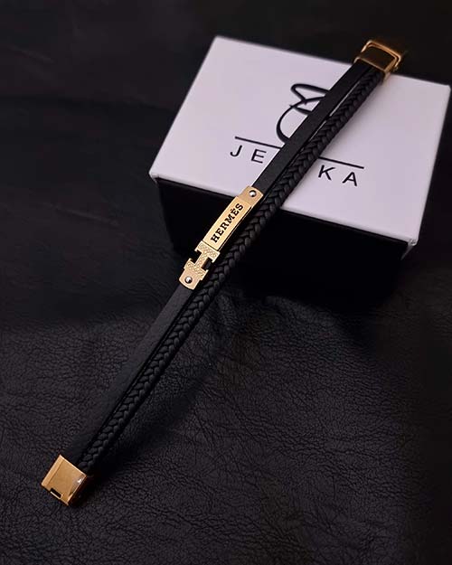 دستبند مردانه چرم هرمس