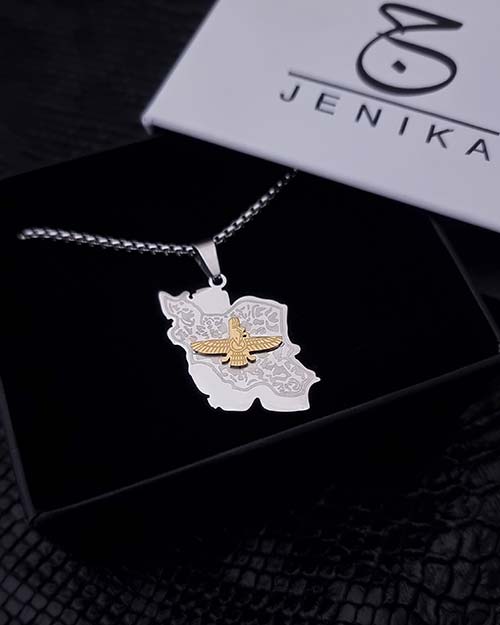 گردنبند ایران نقره ای طلایی