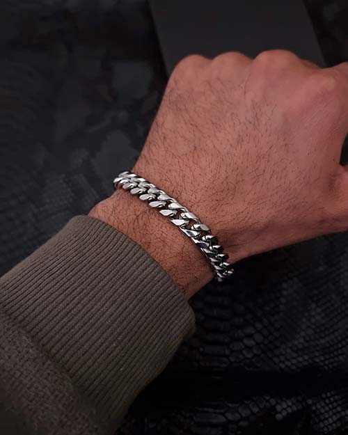 دستبند مردانه استیل کارتیه نقره ای