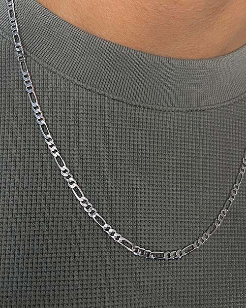 گردنبند مردانه نقره فیگارو 4 میل 