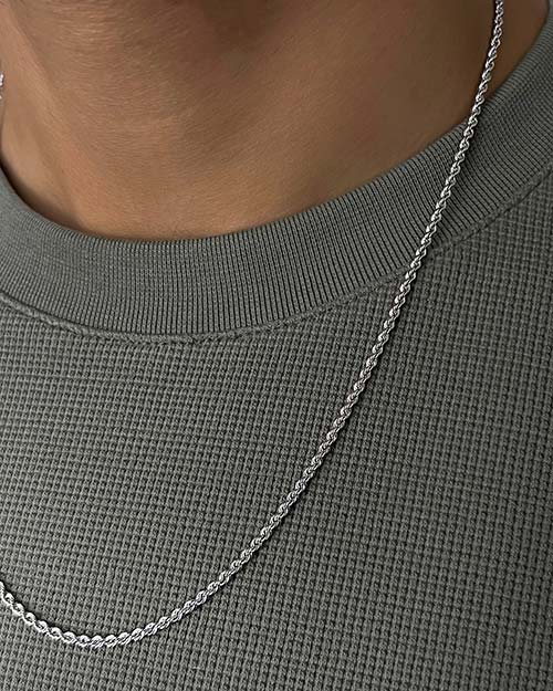 گردنبند مردانه نقره طنابی 