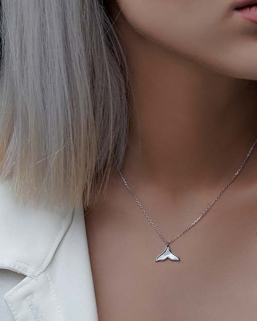 گردنبند زنانه نقره دم وال