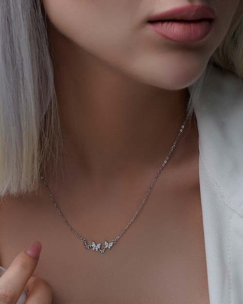 گردنبند زنانه نقره گل