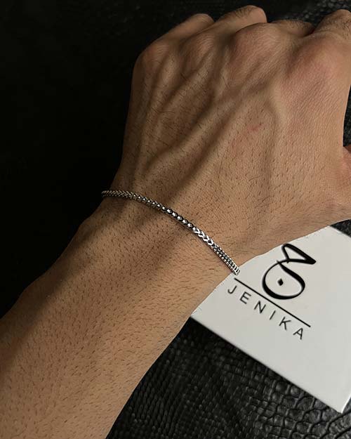 دستبند نقره مردانه 4 وجهی 