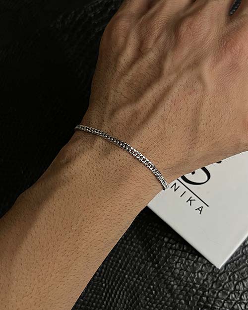 دستبند نقره مردانه کارتیه دوبل 