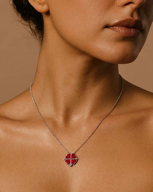 گردنبند زنانه نقره گل مگنت 2 رو 