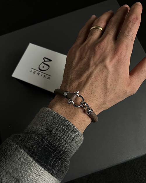 دستبند مردانه امگا رابر قهوه ای 