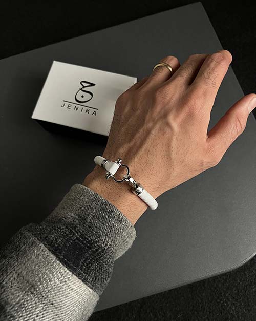 دستبند مردانه امگا رابر سفید 