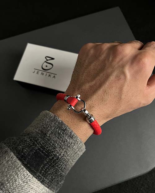 دستبند مردانه امگا رابر قرمز 