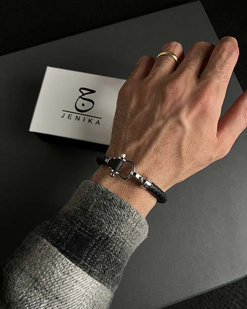 دستبند مردانه امگا رابر مشکی 