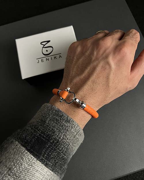 دستبند مردانه امگا رابر نارنجی 