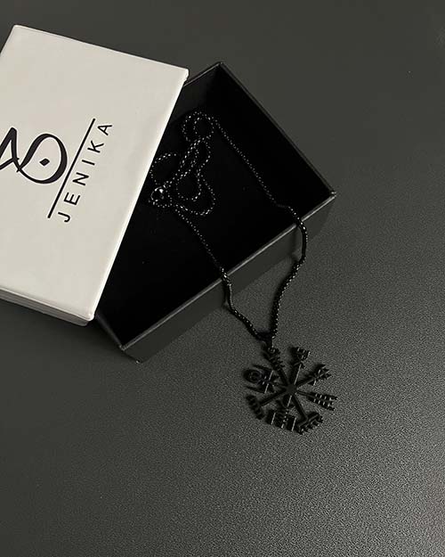 گردنبند استیل وایکینگ هلم اف اوه مشکی 