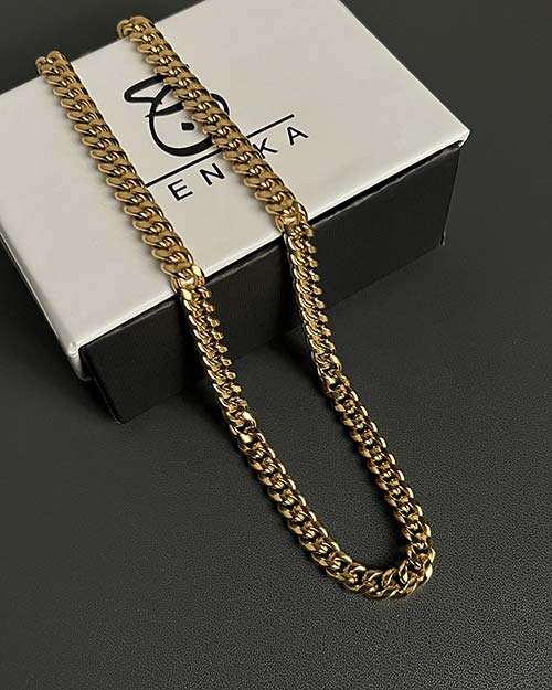 گردنبند استیل کارتیه طلایی 9 میل 