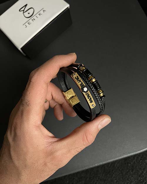 دستبند چرم مردانه مون بلان 