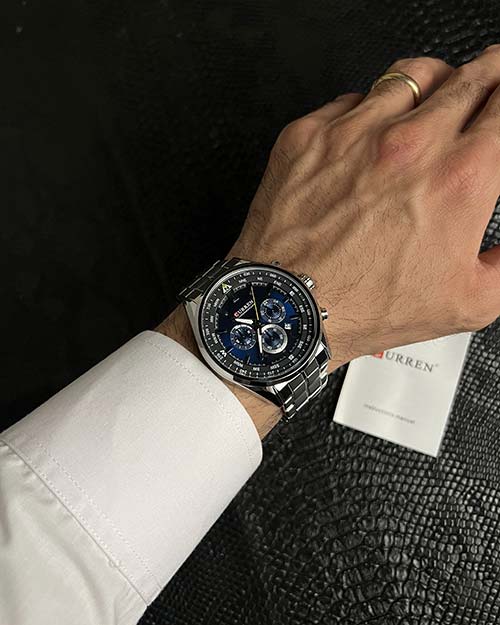 ساعت مردانه کارن CURREN کد 8399 نقره ای آبی