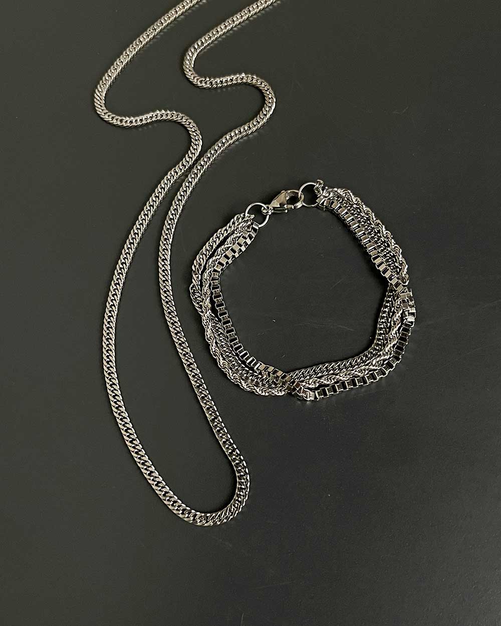 ست دستبند و گردنبند مردانه استیل Tokio 